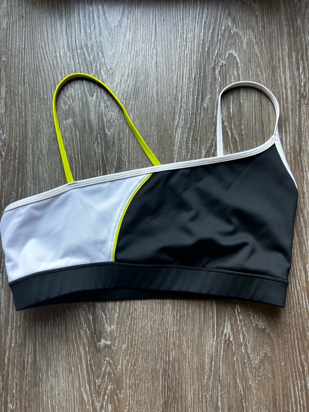 IVL Collective Black and White Colorblock Sports Bra with Neon Trim